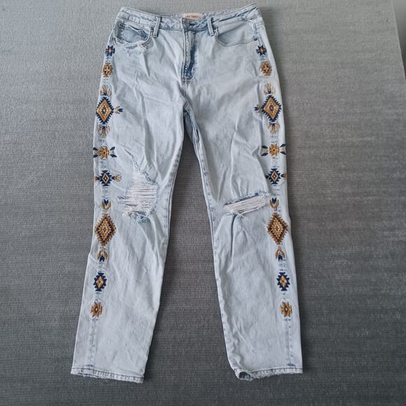 Driftwood Gizelle Jeans Womens 30x27 Blue Embroidered Distressed Boho Light Wash - Picture 13 of 13